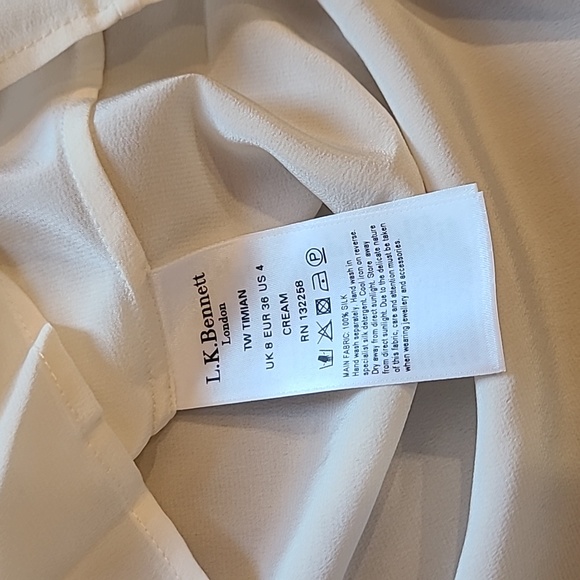 L.K.Bennett Timian Silk Blouse, Cream, Gathered Sleeves - Picture 12 of 15